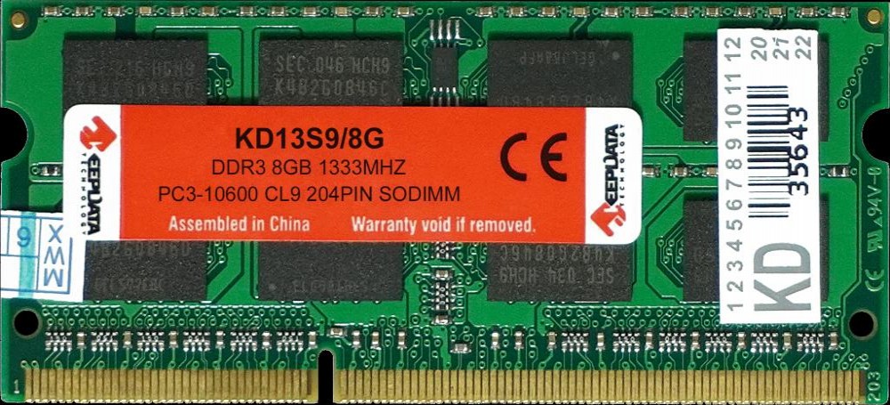Memória Para Notebook DDR3  8GB 1333MHZ KeepData KD13S9/8G